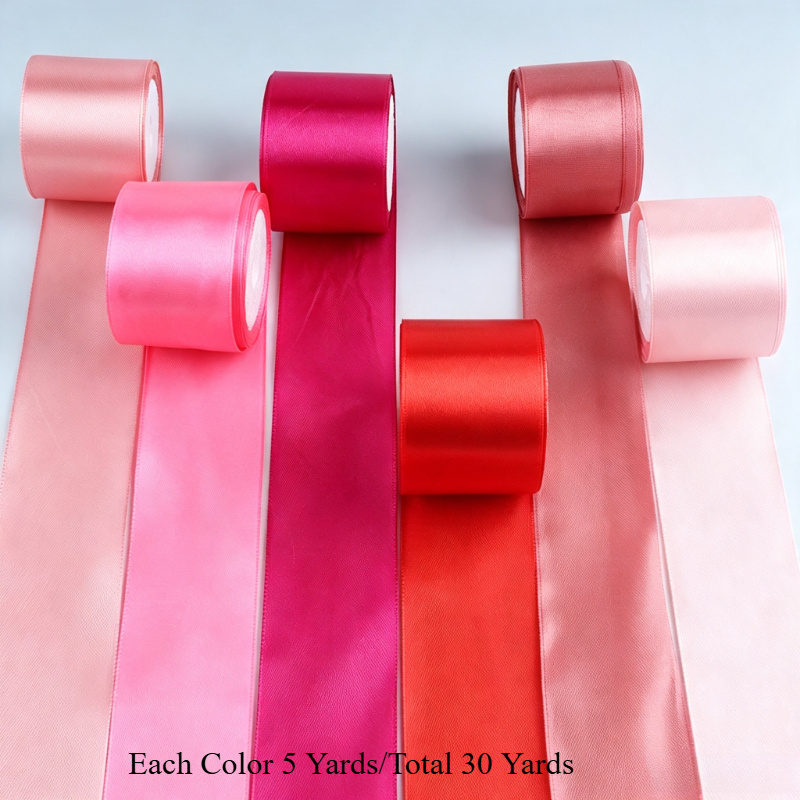 TEMU Ruban de satin 4 cm / 1,57 pouces, 6 rouleaux / 30 yards, ruban en tissu pour et l'artisanat, emballage cadeau, ballons, nœuds, décorations de