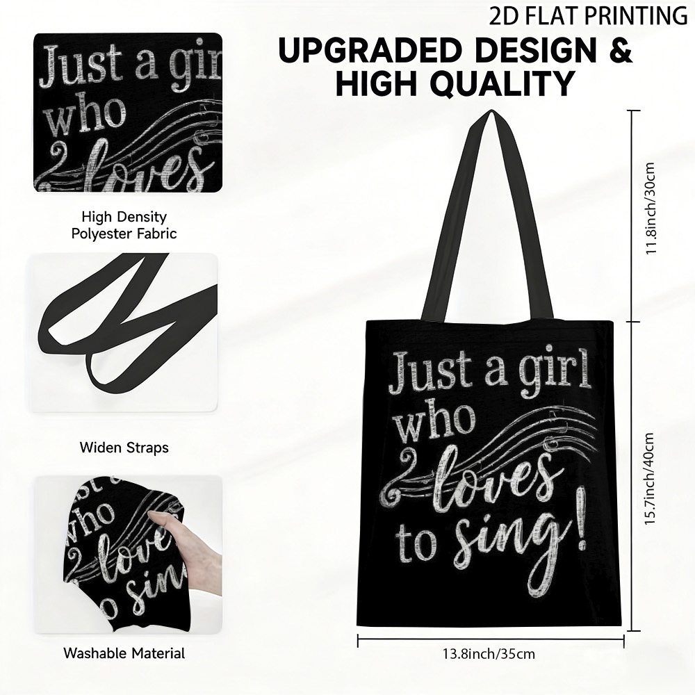 TEMU 1pc 1pcs Singing Tote Bag Suitable For Shopping, Travel & Daily - Cute Hot Transfer Bag With Song-themed Design, Carrier For, Parties, Commute &