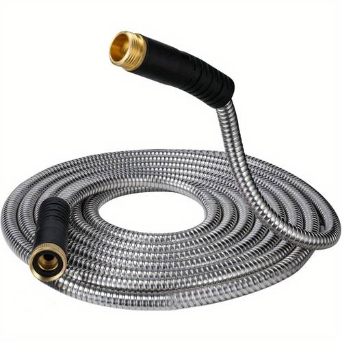 stainless steel garden hose 15ft metal water hoses less lightweight flexible hose with 3 4 solid fittings and latex core 15ft stretch car washing pipe garden hose