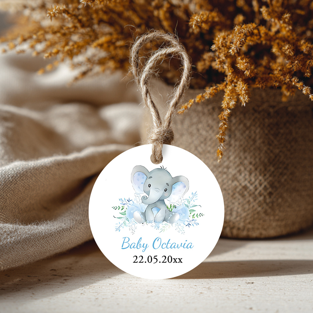 TEMU Set personalizzati di 48 o 96 adorabili etichette regalo a tema elefante con di , testo personalizzabile e design ad con elefante e fiori, per