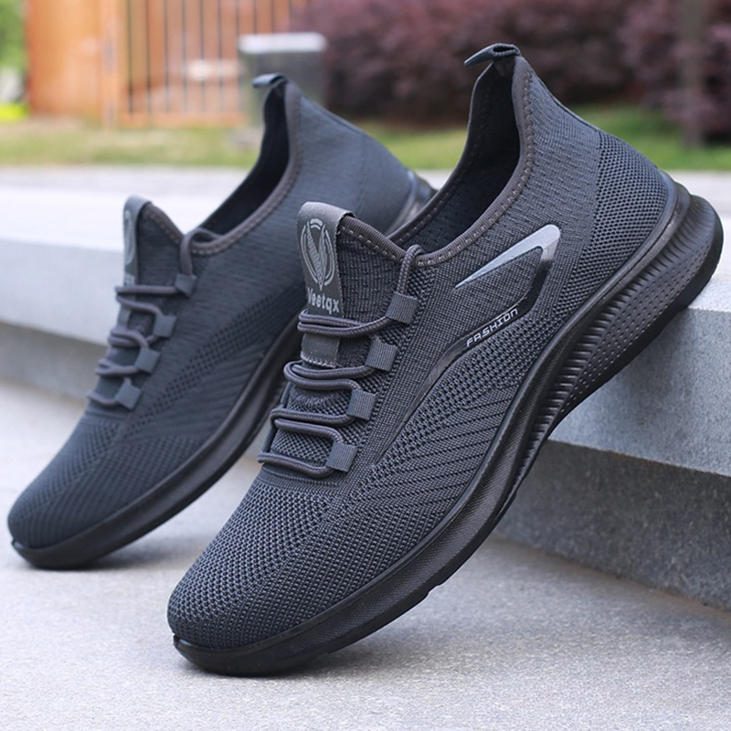 2025 mens breathable knit casual sneakers slip soft sole running shoes
