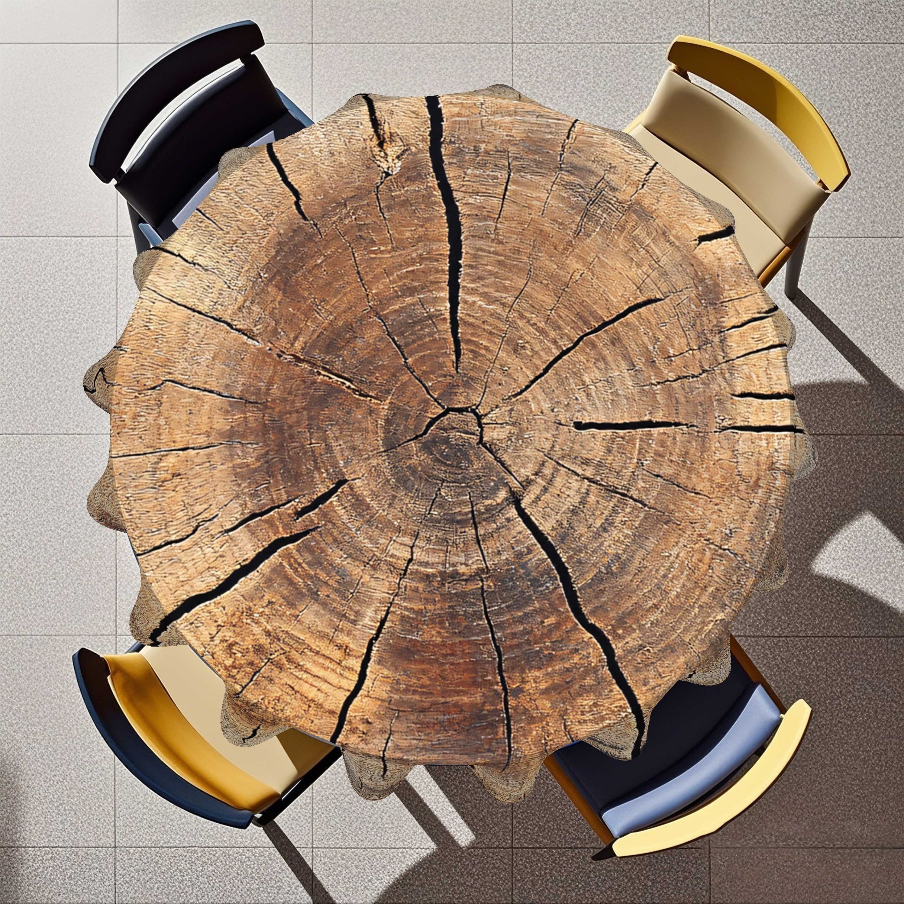 TEMU 1 Round Stump Tablecloth With A 2d Flat-printed Stump Pattern, Suitable For Dining Tables, Coffee Tables, And Picnic Photo Backdrops, 2d Flat