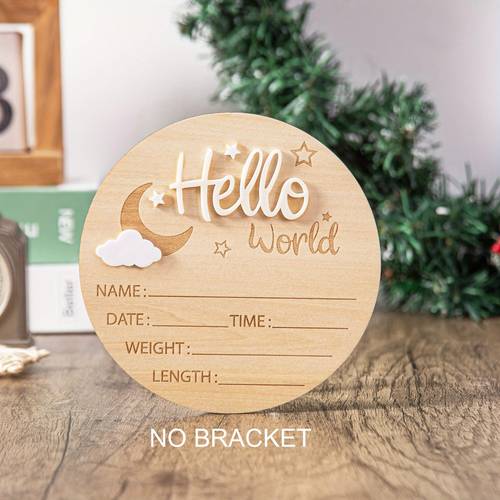 2d flat printing 1pc hello world newborn announcement board wooden birth and gender reveal card perfect gift item decorative multifunctional room office decor