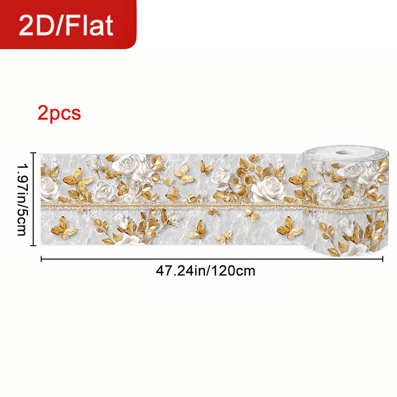 TEMU 2 Rolls 2d/flat Self-adhesive Removable Seam Tapes Theme Floral Pattern Sealing Seam Stickers Cuttable Home Decoration Decorative Strips, 47.2 X