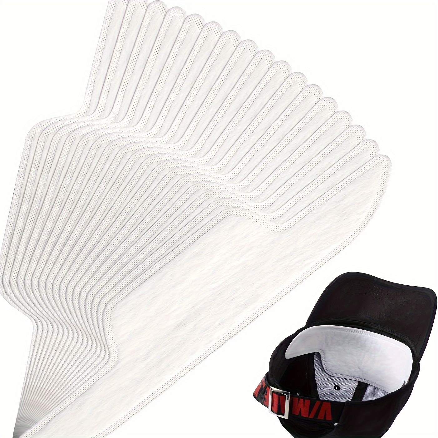 Image of 24pcs Hat Sweatbands, Golf Anti-stain Deodorant Soft Cap Pads, Disposable Safety Helmet Sweatbands, Suitable For Men And Women Baseball Caps And Shirts