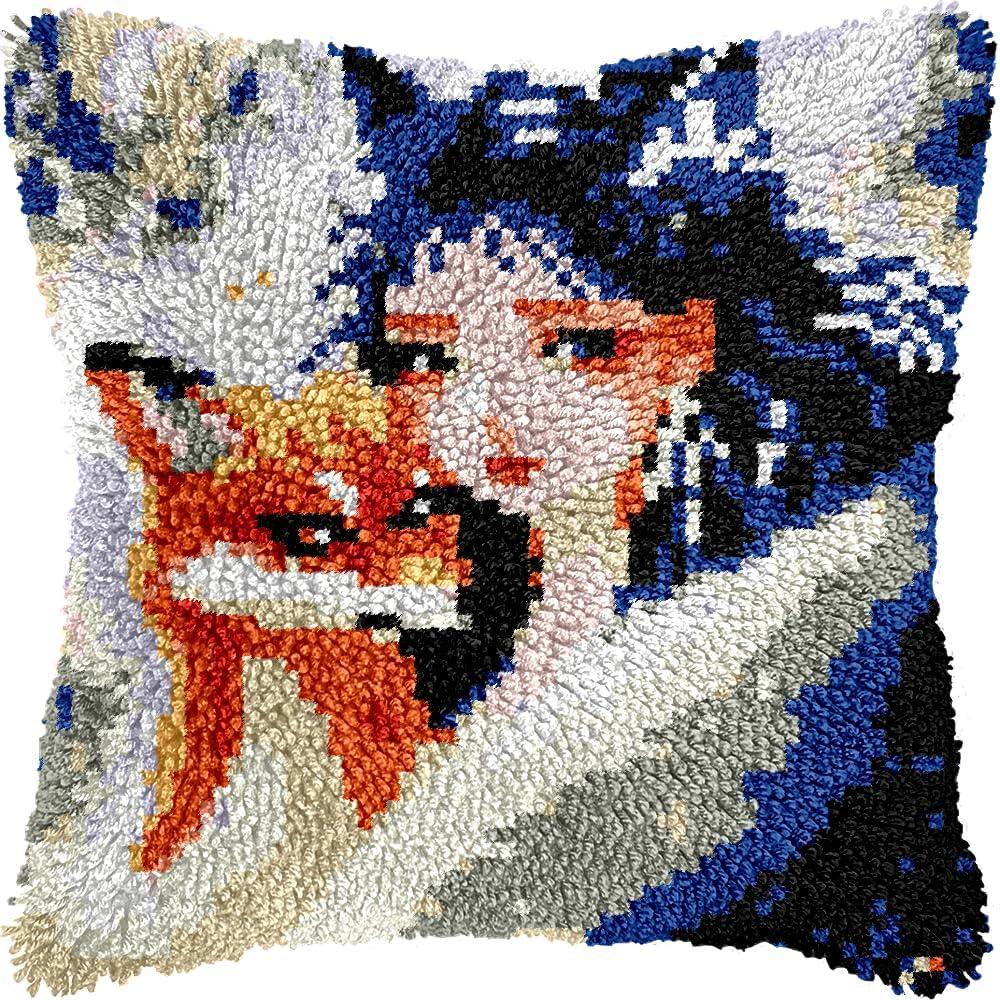 Latch Hook Kits For Adults Latch Cushion Pcs, Valentine's Day Gift Birthday Gift, Pre-print Pattern Set Pillowcase, For Or Beginners Adults To Knott, Latch Hook Pcs, 43cm Cm/17inx17in