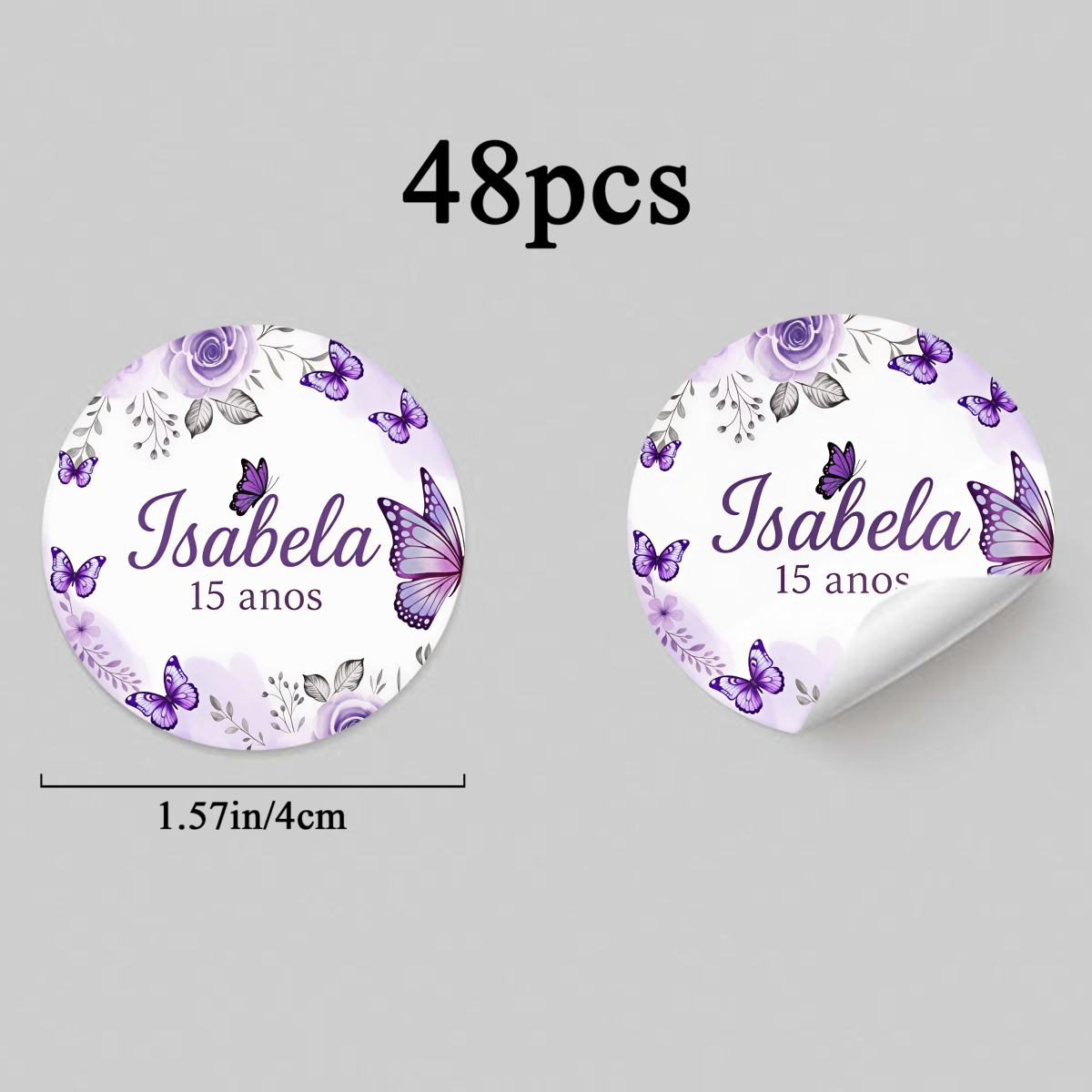 TEMU adesivi personalizzati rotondi viola con e design per decorazioni di feste, bomboniere, etichette regalo, di compleanno