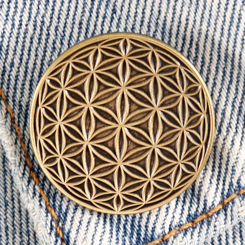 Image of 1pc Flower Of Life Enamel Pin Geometry Badge Vintage Brooch Backpack Decoration Jewelry