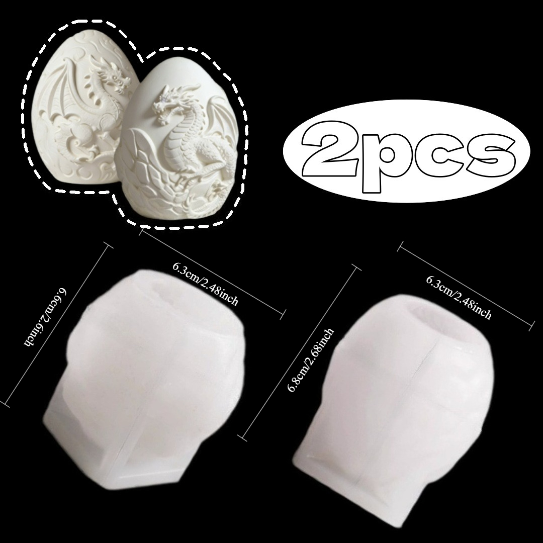 2pcs 3d Dragon Egg Resin Silicone Mold, Relief Mold For Epoxy Resin Casting, Candle Making, Soap, Gypsum, Concrete, Resin Art, Craft And Home Tabletop Decor