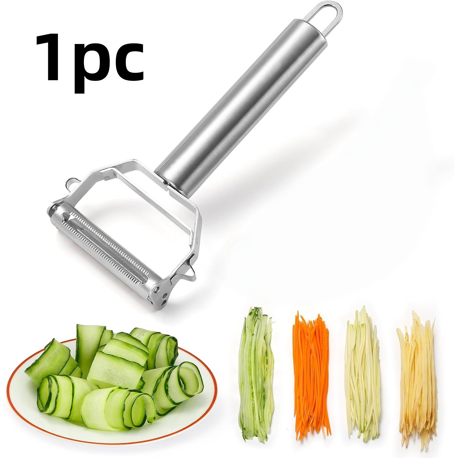 TEMU Multifunctional Stainless Steel Vegetable Peeler, Dual-blade Julienne Slicer And Peeler With For Potato Eye Remover, Heavy-duty Kitchen Tool For