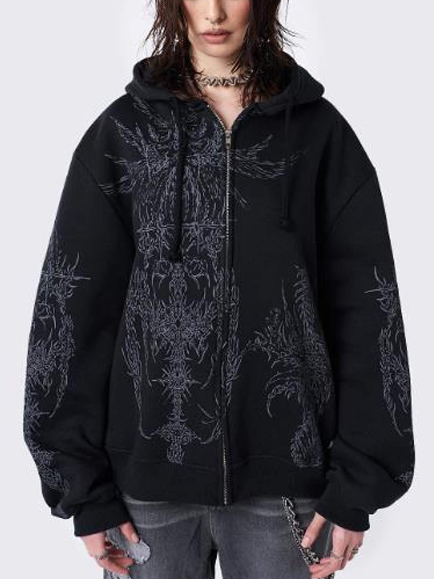 トップス grunge vintage zipper y2k 51vYMshy1YL.jpg