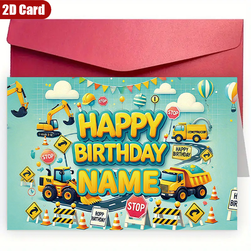 TEMU Custom 2d Flat Greeting Card - 1 Personalized Happy Birthday Card With Envelope, High-quality Paper - Suitable For Couples, Family, - Perfect