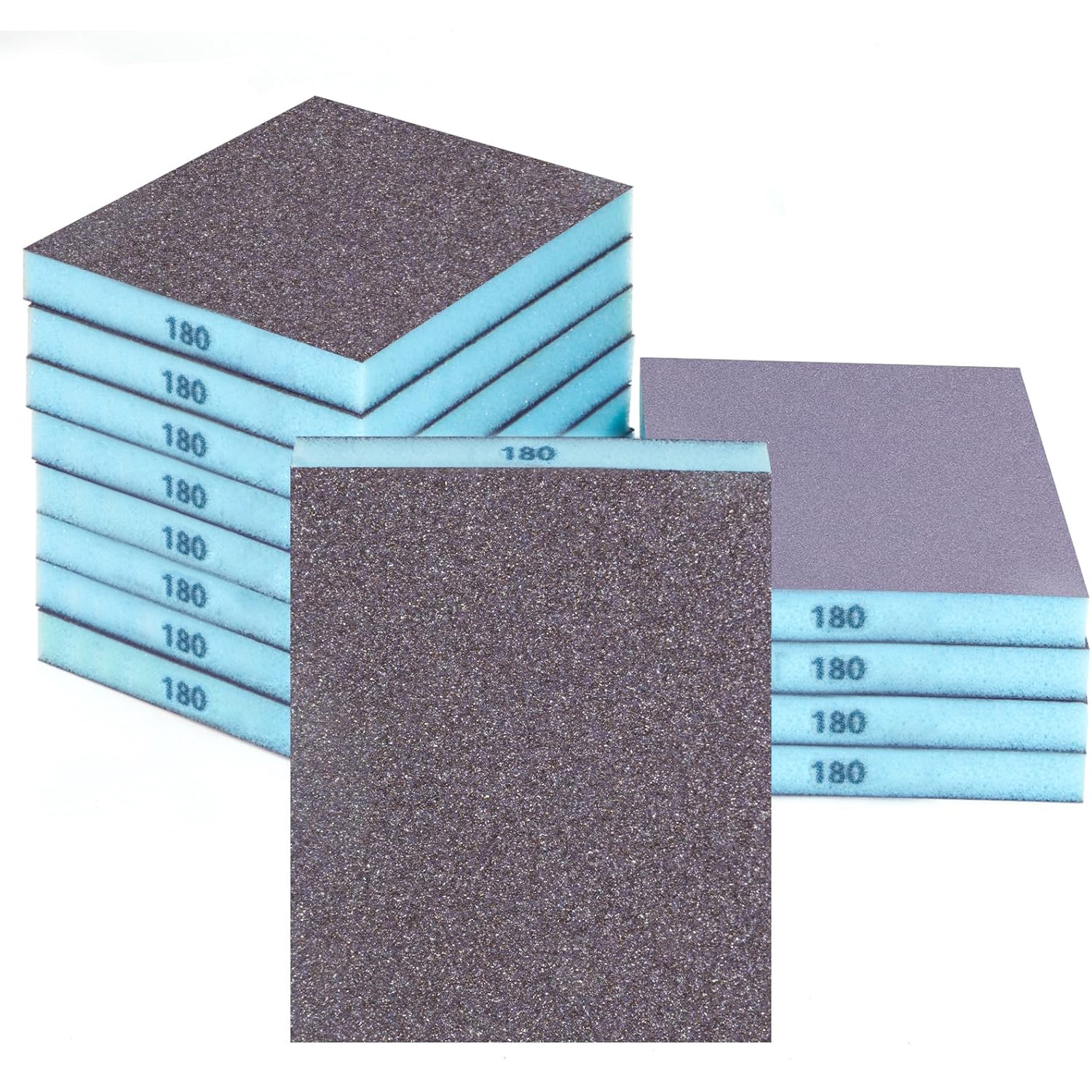 TEMU Set di 12 spugne abrasive lavabili e riutilizzabili, multi-grana 60/80/100/120/150/180/220/320/400, kit combinato spugna asciutta/bagnata per