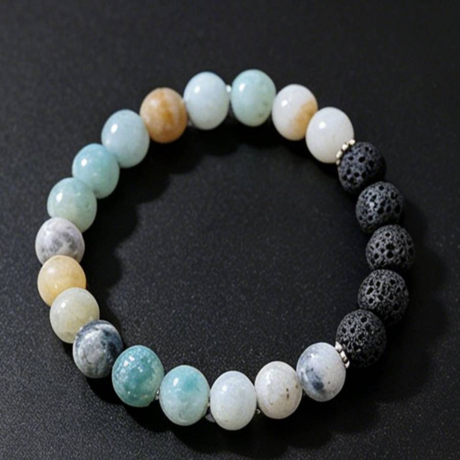 Handcrafted Bohemian Arabic Natural Stone Bead Bracelet, Unisex