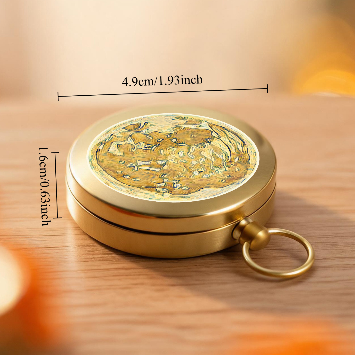 1 pancake vintage pure copper flip cover pocket compass waterproof mini portable compass with key ring for camping hiking climbing travel survival outdoor navigation tool Product details 1