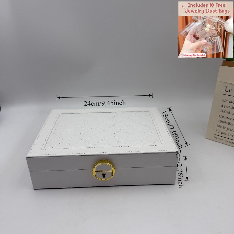 Multi-Functional White Jewelry Storage Box, Soft Velvet Lining
