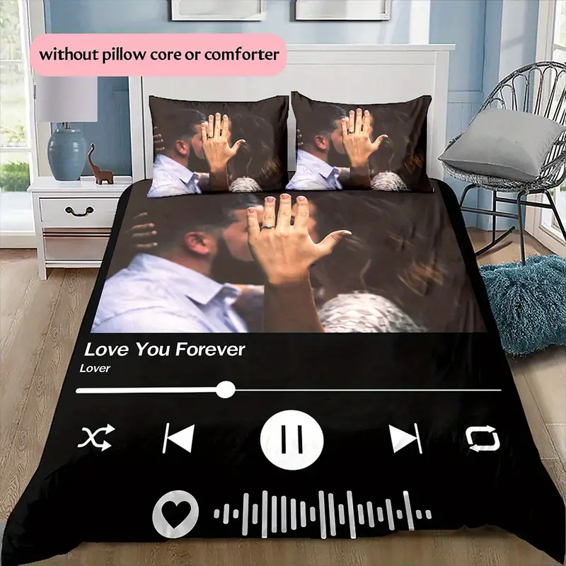 3d picture customization customize your personalized picture couples quilt cover valentines day wedding anniversary quilt cover hd picture custom quilt cover bedroom christmas decoration b 1 duvet cover 2 pillowcase without core 1 Product details 3