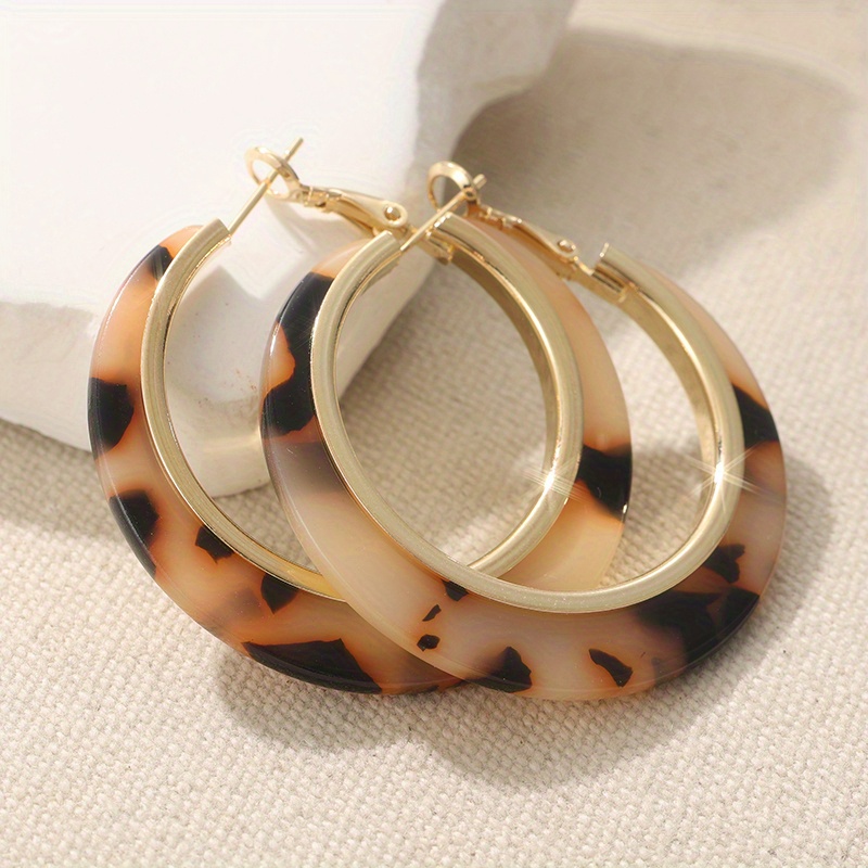 Yoyo Women' Large Hoop Earrings Compatible For Plating - Oversized Circle Hoops With Leopard Print Texture, Elegant Everyday Gift, Wear, Luxury Statement Piece