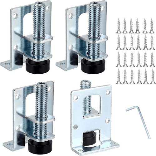 15pcs 2 adjustable feet 12 screws 1 wrench adjustable furniture leveler sturdy iron metal leveling feet with screws and washers height adjusters for cabinets shelves and beds