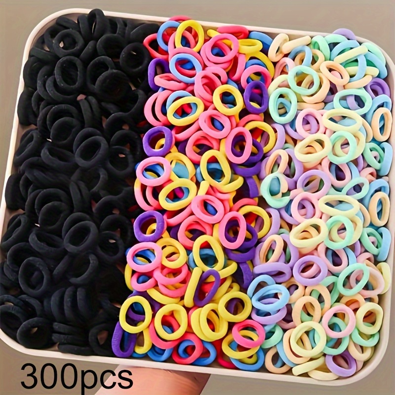 300pcs colored basic hair tie and curler set including ponytail clips and durable elastic bands for daily use