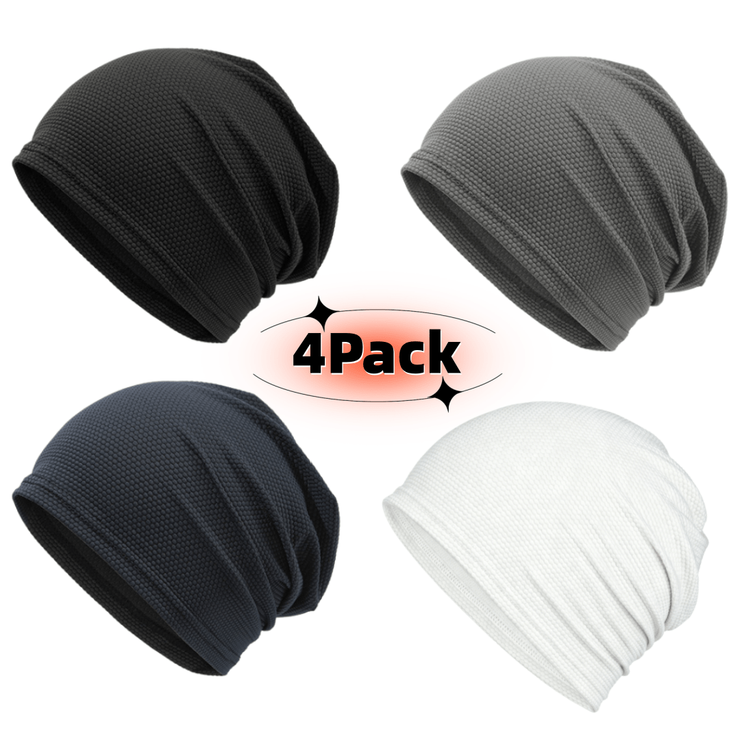 TEMU 4-pack Cooling Skull Caps For Men& Women- Breathable 3d Mesh Running Caps For Cycling, Gym& Summer& Winter
