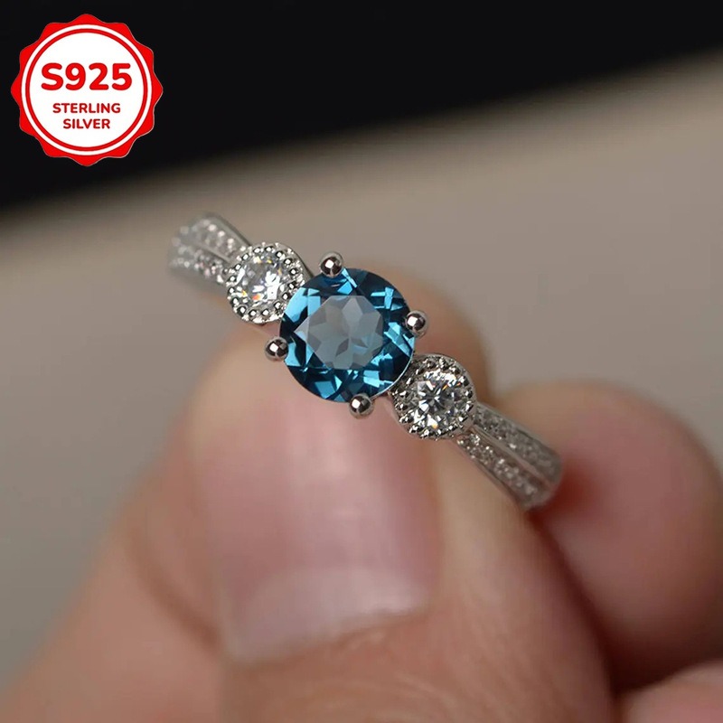 TEMU 925 Silver Women's Fashionable Inlaid Synthetic Synthetic Zirconia Ring, Engagement And Wedding Ring, Simple And Elegant But Versatile Ring,