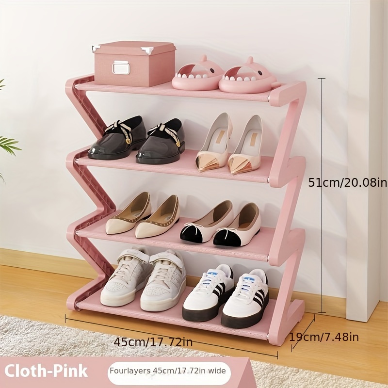 TEMU 1pc 4-tier Freestanding Shoe Racks, Freestanding Z-shaped Multipurpose Storage Shelf For Various Room Types, Easy Assembly No-tool Installation,