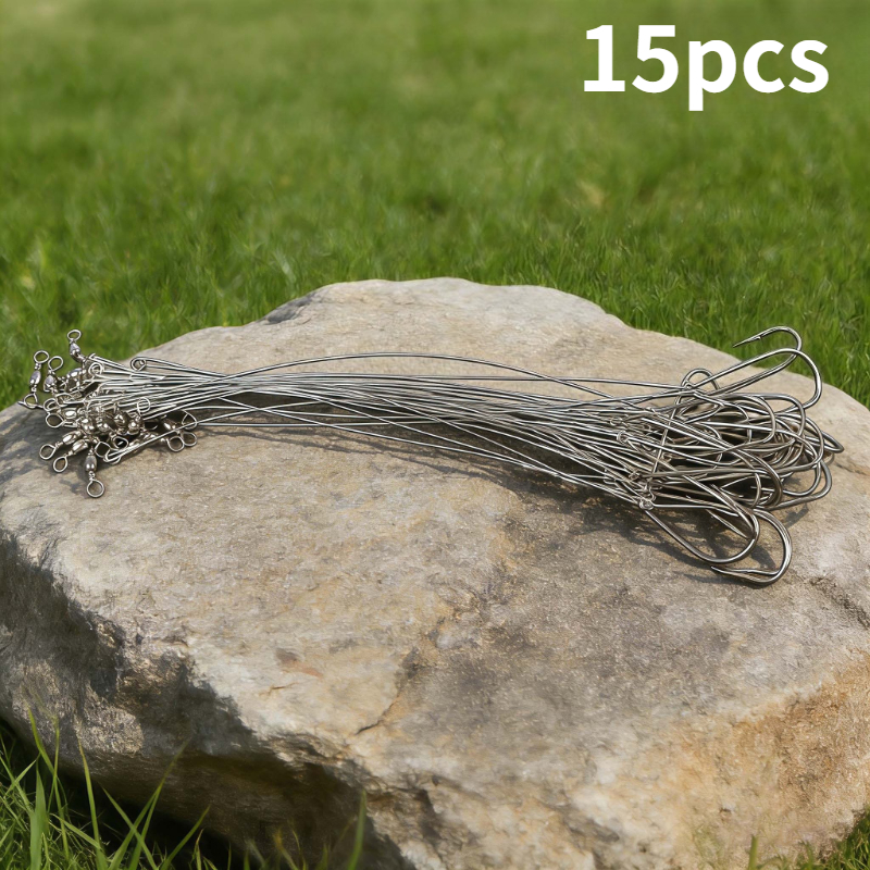 TEMU Lure Coated Pre-tied Fishing Line Set, 15pcs Pack, With Built-in Snap Swivel For 360° Rotation And Prevention. The Coated Line Is Smooth,