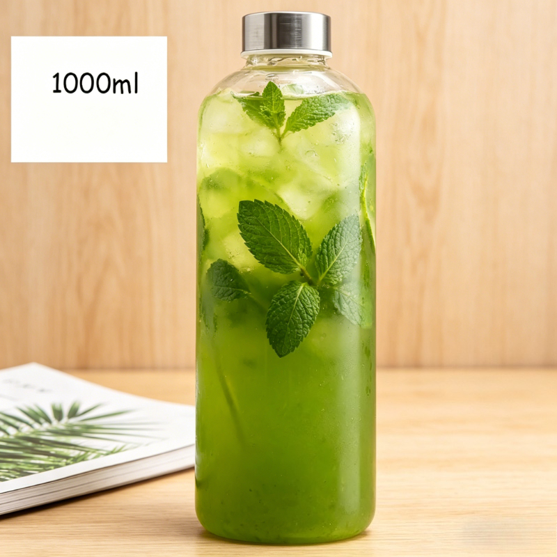 TEMU Appker Borosilicate Glass Bottle With Stainless Steel Lid And Wooden Bamboo Lid, Reusable, Leak-proof, High Temperature Resistance, For Travel,