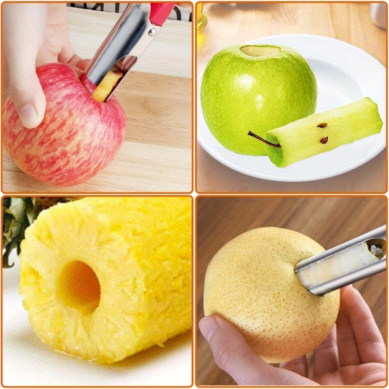 stainless steel   corer with ergonomic handle sharp serrated blade   portable fruit core remover for     bell peppers pineapple easy to clean kitchen tool details 7