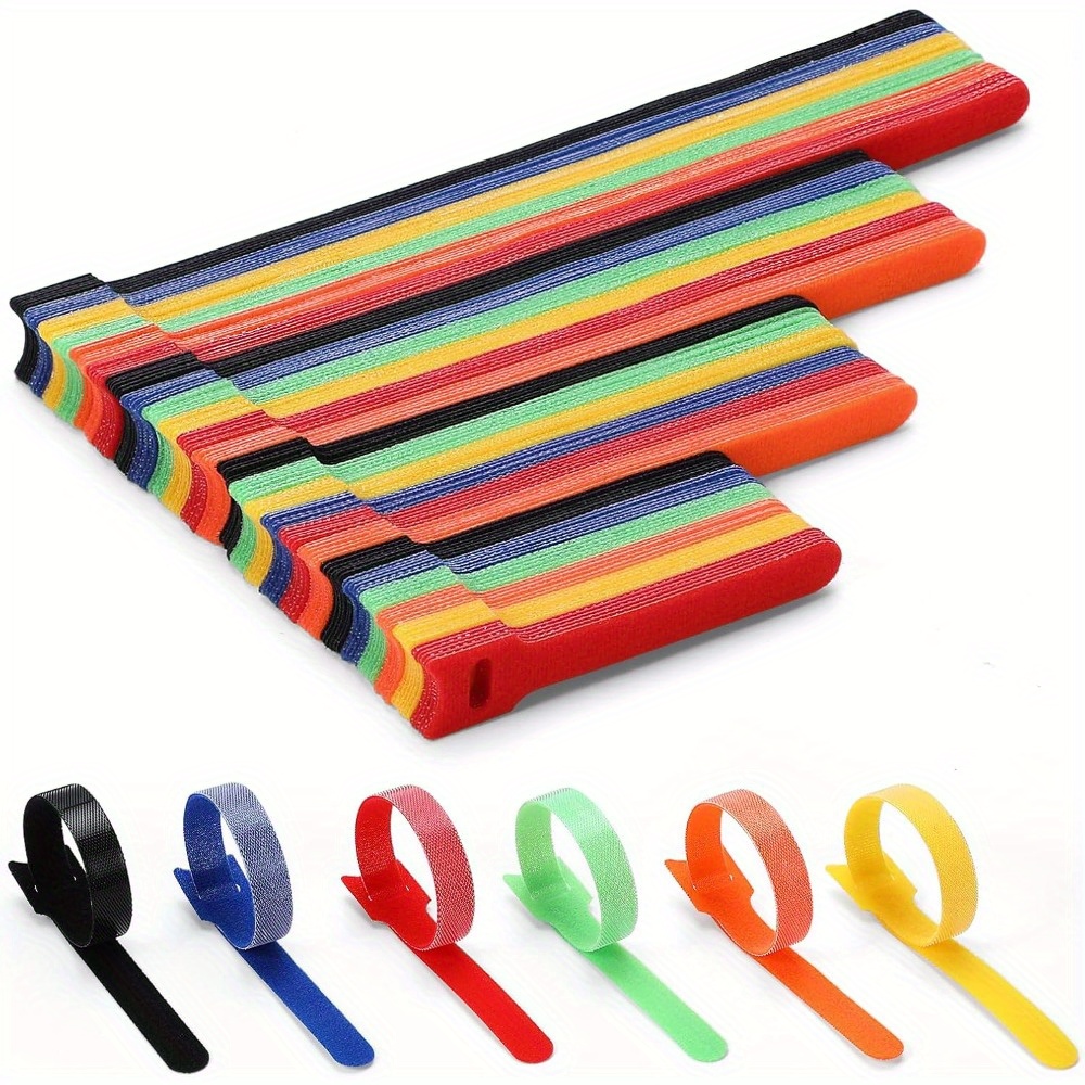 150pcs Cable Ties, 4+6+8+10 Inch Multi-colour Straps For Cable Manasynthetic Gemstoneent, Adjustable Fastening Cord Wraps, Reusable Hook And Loop For Home, Office And Garage