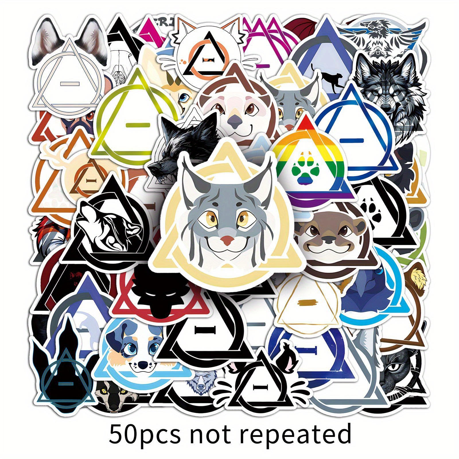 50pcs Therian Aesthetic Sticker Pack - Pvc, Cartoon & Doodle Art For Laptops, Skateboards, Suitcases - Perfect For Diy Projects, Halloween & Christmas Decor