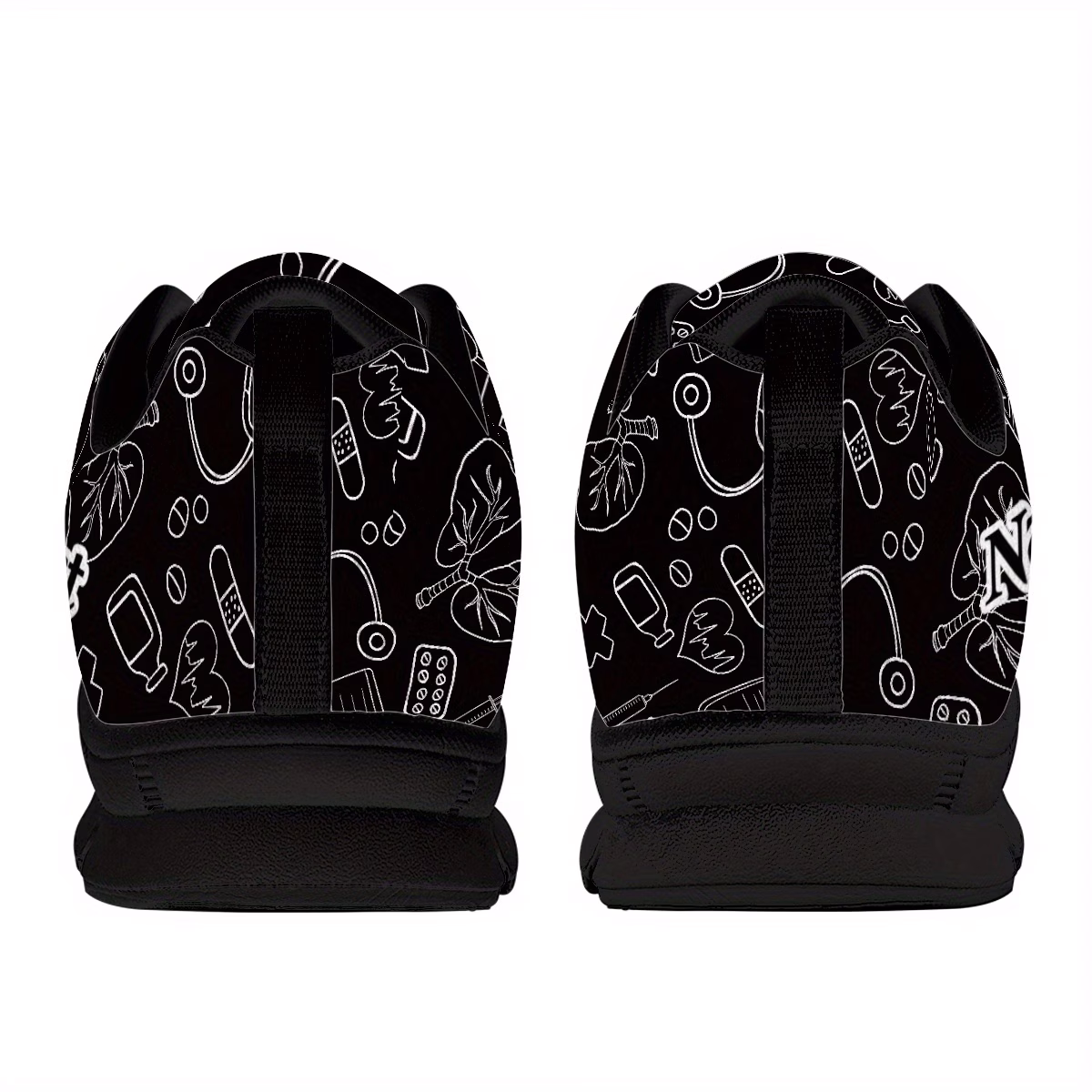 Personalized Name/Number Nurse Sneakers - Theme 2D Print Low-Top...