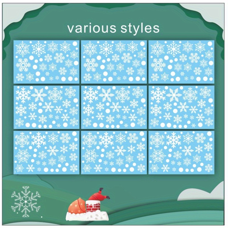 TEMU 321pcs Reusable Static Cling Window Stickers Suitable For Christmas - Snowflake & Round Pvc Decals, Window Film For Doors, Mirrors, Party