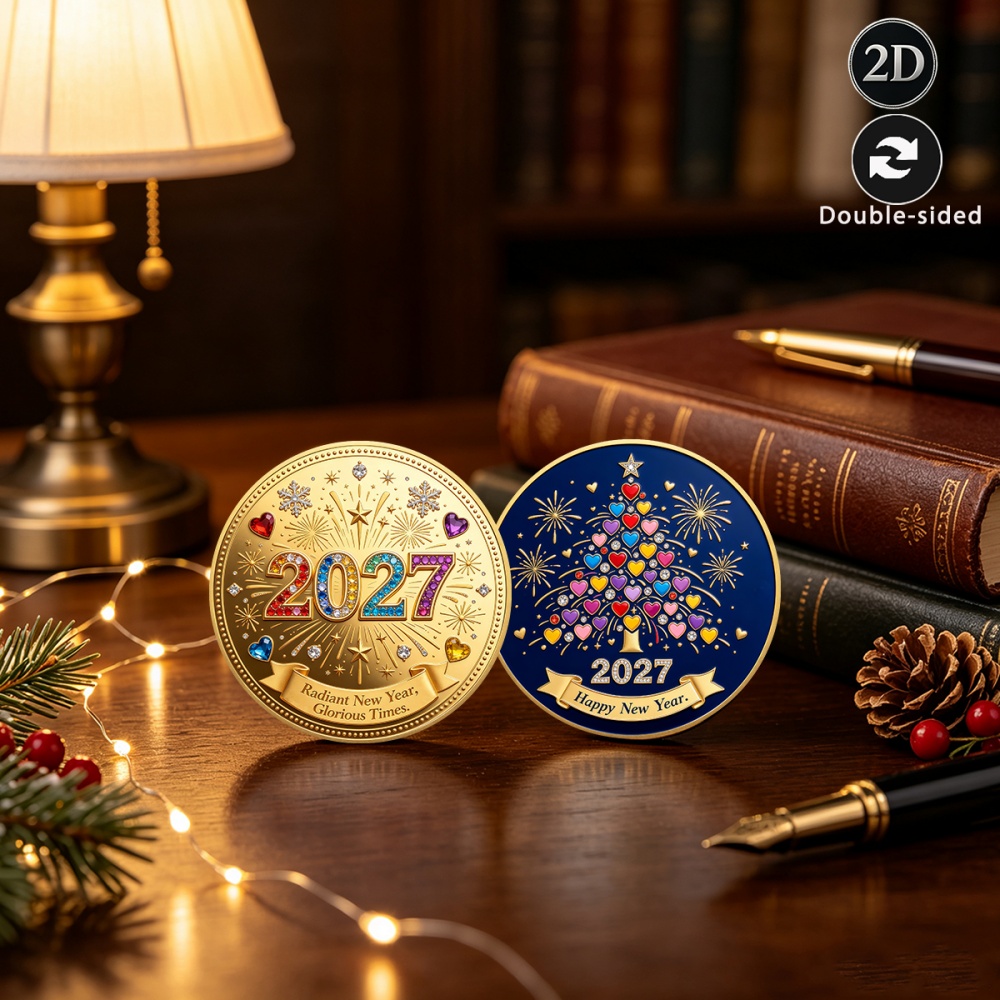 TEMU Replica Coin 1pc 2027 New Year Commemorative Coin - Double-sided Collectible Talisman Suitable For For Luck, Chinese New Year Gift, Holiday