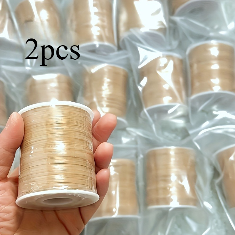 TEMU 2 Rolls Raffia Yarn - Soft -like Crochet & Fiber, Beige/brown Shading Tones (natural Khaki) For Diy Crafts, Baskets, Hats, Bags, Macramé -