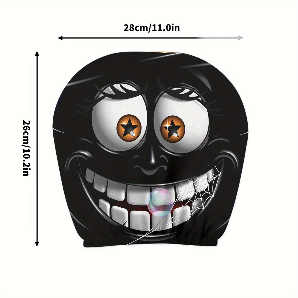 TEMU 2pcs, Grinning Black Cat Web Print Headrest Covers For Use Suitable For Long Distance Self-driving Travel Auto Seat Accessories Chair Protector Halloween Decoration Adds Fun To Your Ride A