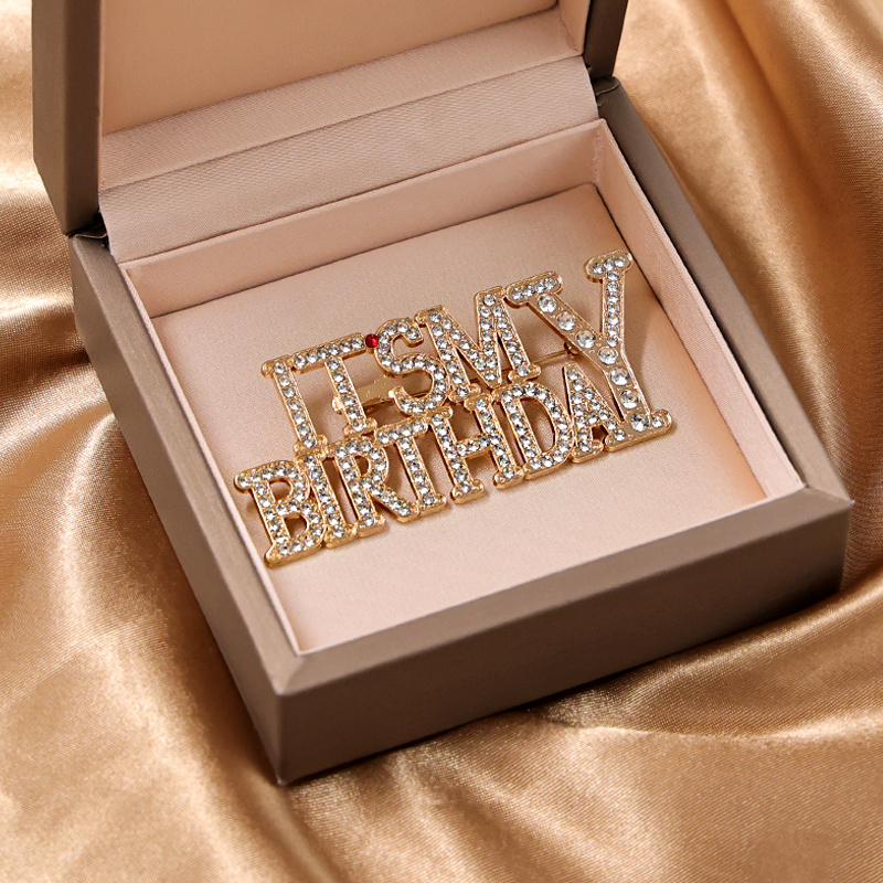 TEMU Colored Diamond Metal English Birthday Series Brooch, Unisex Metal Letter Enamel Badge, Clothing Backpack Scarf Additions Brooch