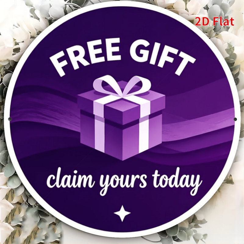 TEMU 2d Flat, 2d Flat Printed Text "claim Your Free Gift Now" Round Acrylic Sign, Suitable For Mall , 2d Flat