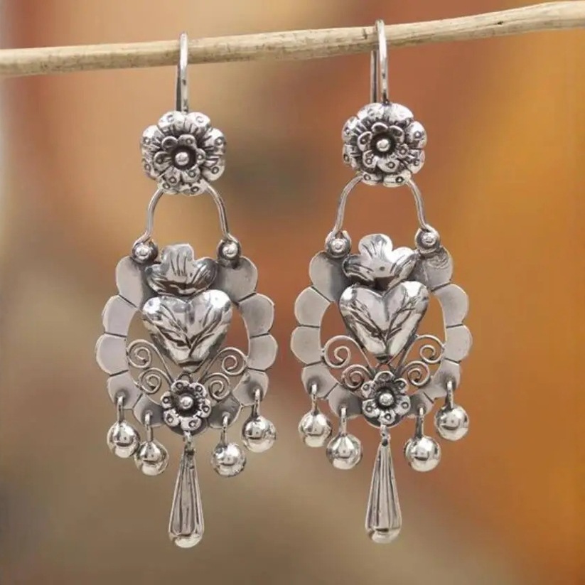 TEMU Vintage Bohemian National Wind Autumn Winter Pendant Earrings Tassel Lady Temperament Fashion Earrings Jewelry