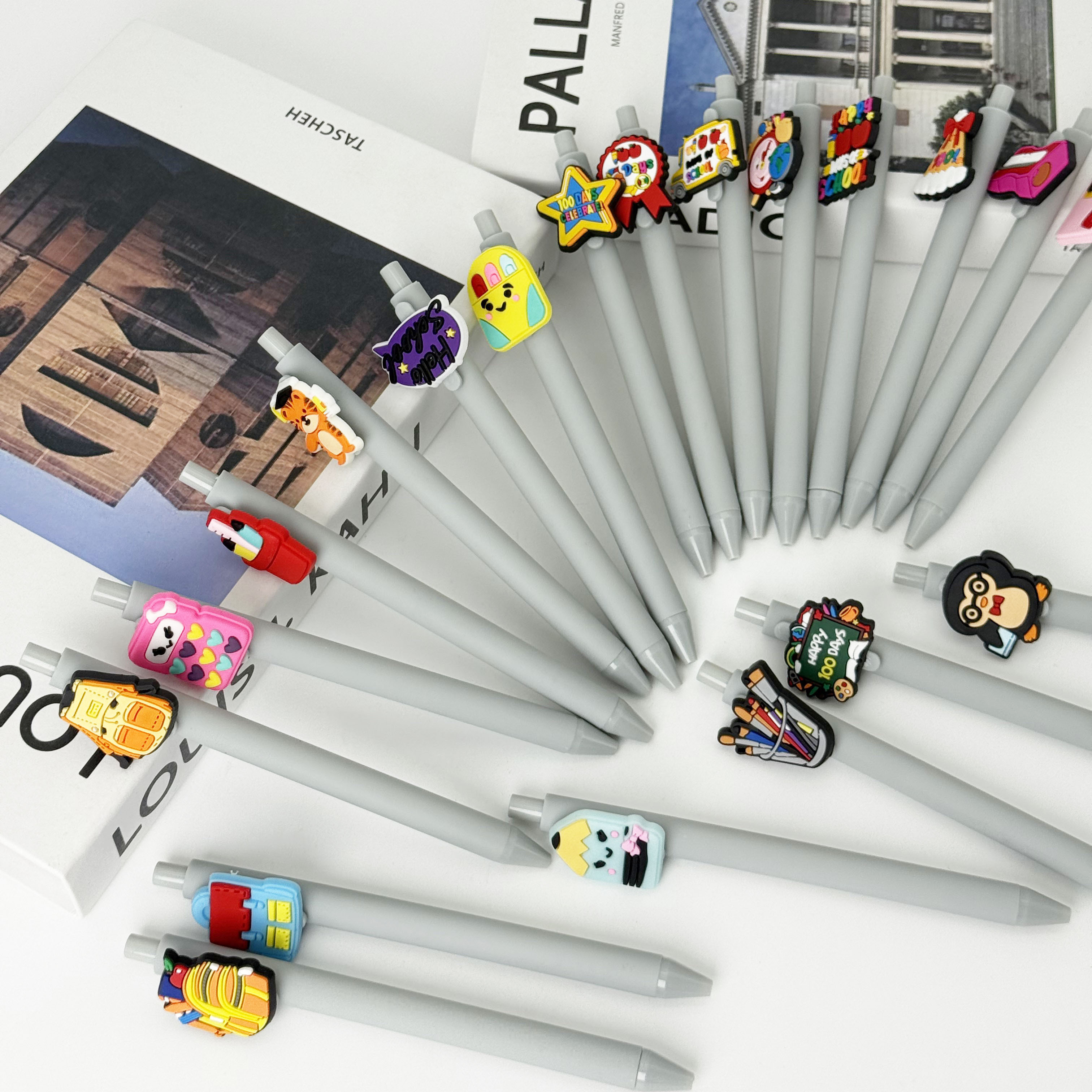 20 30pcs back to   themed sticker round ballpoint pens creative gift pen with fun pvc decals and comfortable grip   retractable black ink cartridge   writing Product details 4