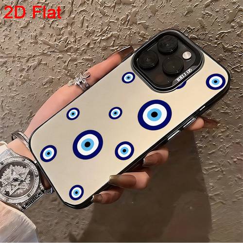 poza articolului husă de telefon: husă de telefon plată 2d potrivită pentru iphone 17 16e 16 15 14 13 12 11 x xr 8 7 plus, talisman de protecție cu ochiul rău, design cu simbol turcesc pentru husă de telefon, -invidie, amuletă cu model de albastru și alb, accesoriu la modă, cadou