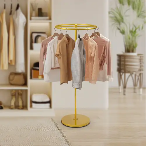 Spiral Clothing Rack Gold Rotatable Round Garment Rack Floor