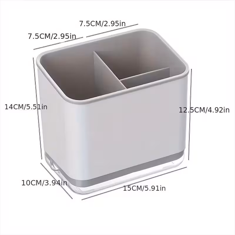 print kitchen utensil organizer cute utensil holder with spatula slot spoon fork compartments durable plastic countertop storage for farmhouse sink space saving black white utensil organizer for spoons knives spatulas Product details 1
