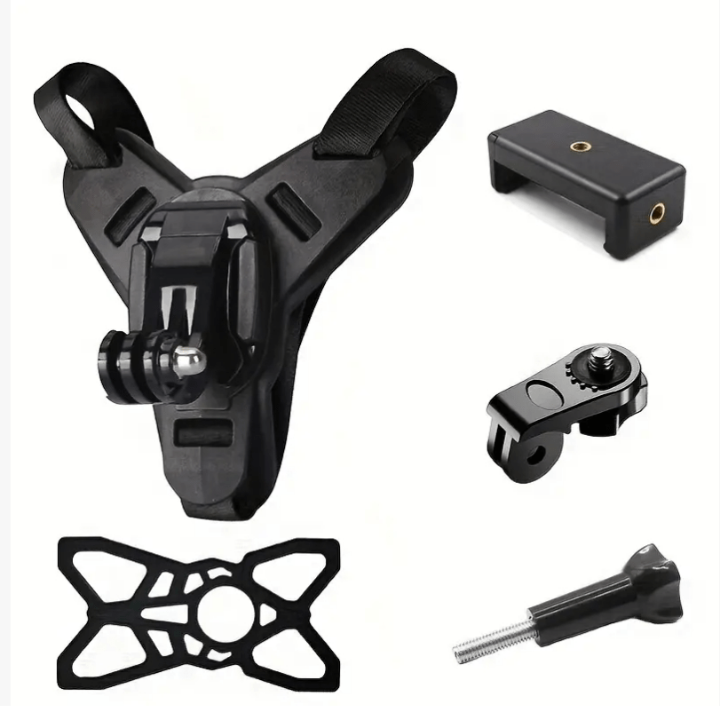 E-shop Set Motorradhelm-Gurt Halterung Frontkinnhalterung geeignet für GoPro Hero 13 12 11 10 987 DJI Action Actionkamera Zubehör – Straßensport