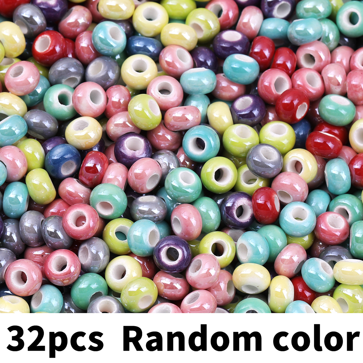 TEMU 8/16/32 piezas de cuentas de rueda de cerámica de 6 mm en colores aleatorios para hacer joyería, cuentas separadoras sueltas para collares,