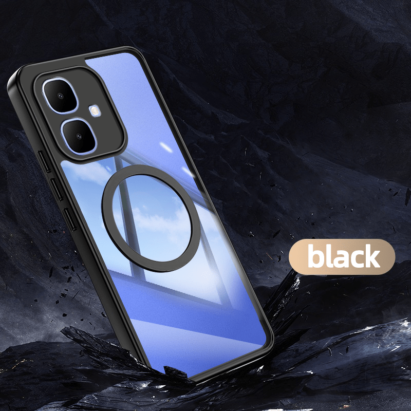 TEMU Funda para teléfono: Compatible con Infinix Smart 10 4G/ X6725, Funda Antigolpes con Atracción Magnética, Carcasa Transparente de Acrílico