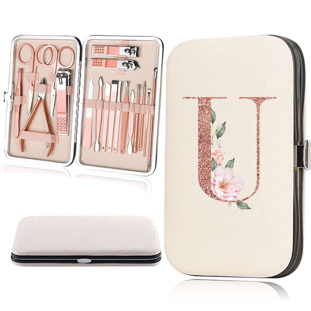 18pcs Rose Golden Nail Studio Set with Portable Storage Box
