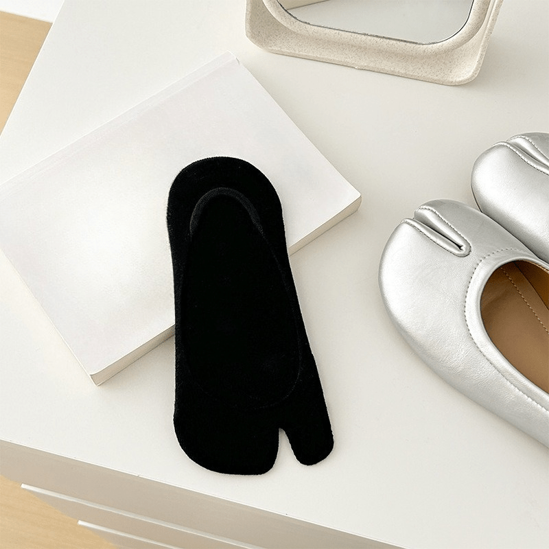 TEMU 1 Pair Summer Comfortable Breathable Toe-post Socks, Thin Invisible Shallow Mouth Two-toe Socks, Women's Non-slip Anti-slip Boat Socks, Suitable
