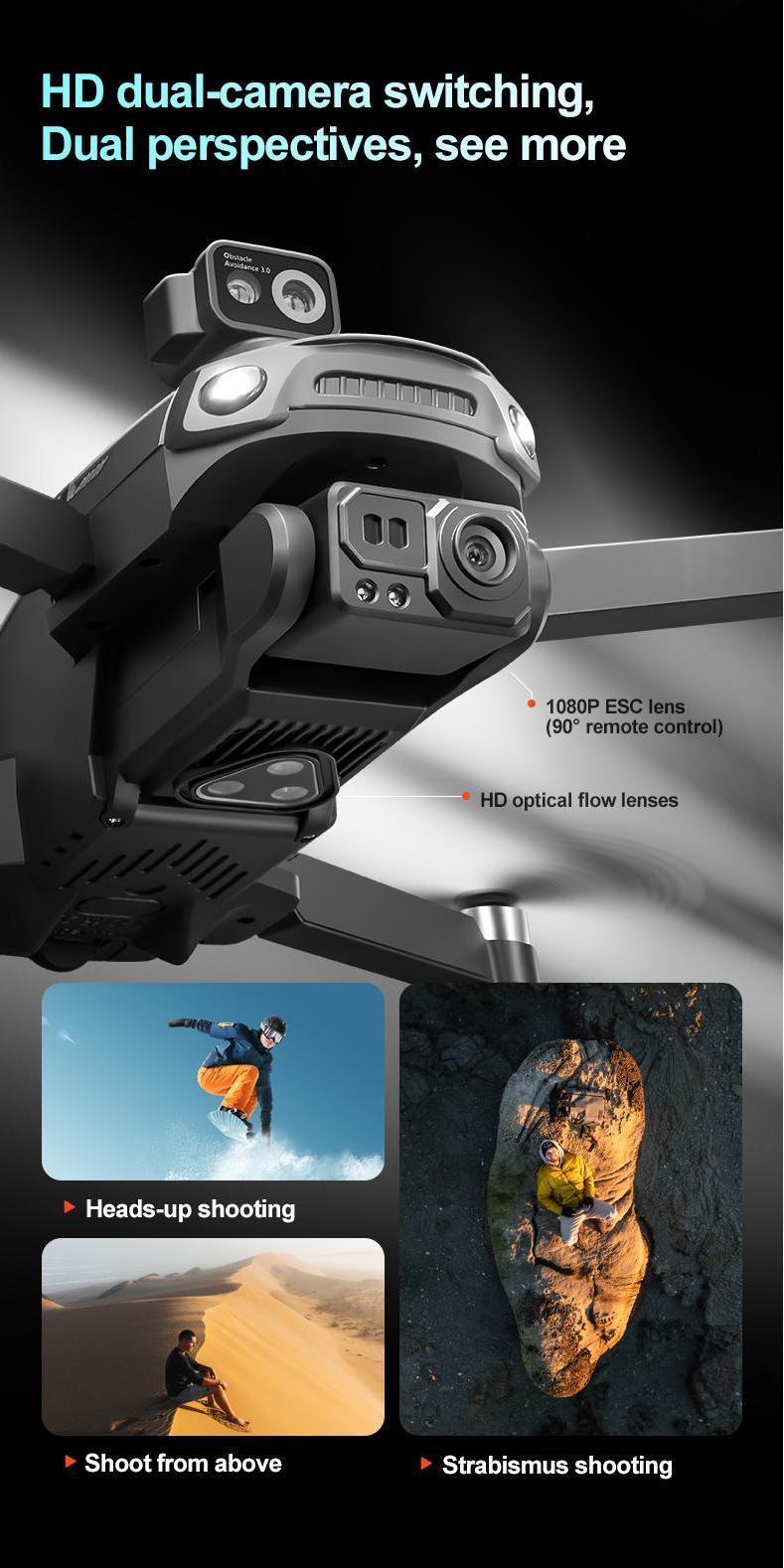 [5G Dual-mode Folding Drone]4K Optical Flow GPS Drone with WIFI FPV | Servo Gimbal Stabilization + Dual-lens Switch Aerial Photography | Two Batteries for 50-minute Long Battery Life + Omni-directional Obstacle Avoidance | USB Charging, Smart Follow/ One-key Return, Easy to Operate | Ideal Gift for Men/ Birthdays/ Festivals